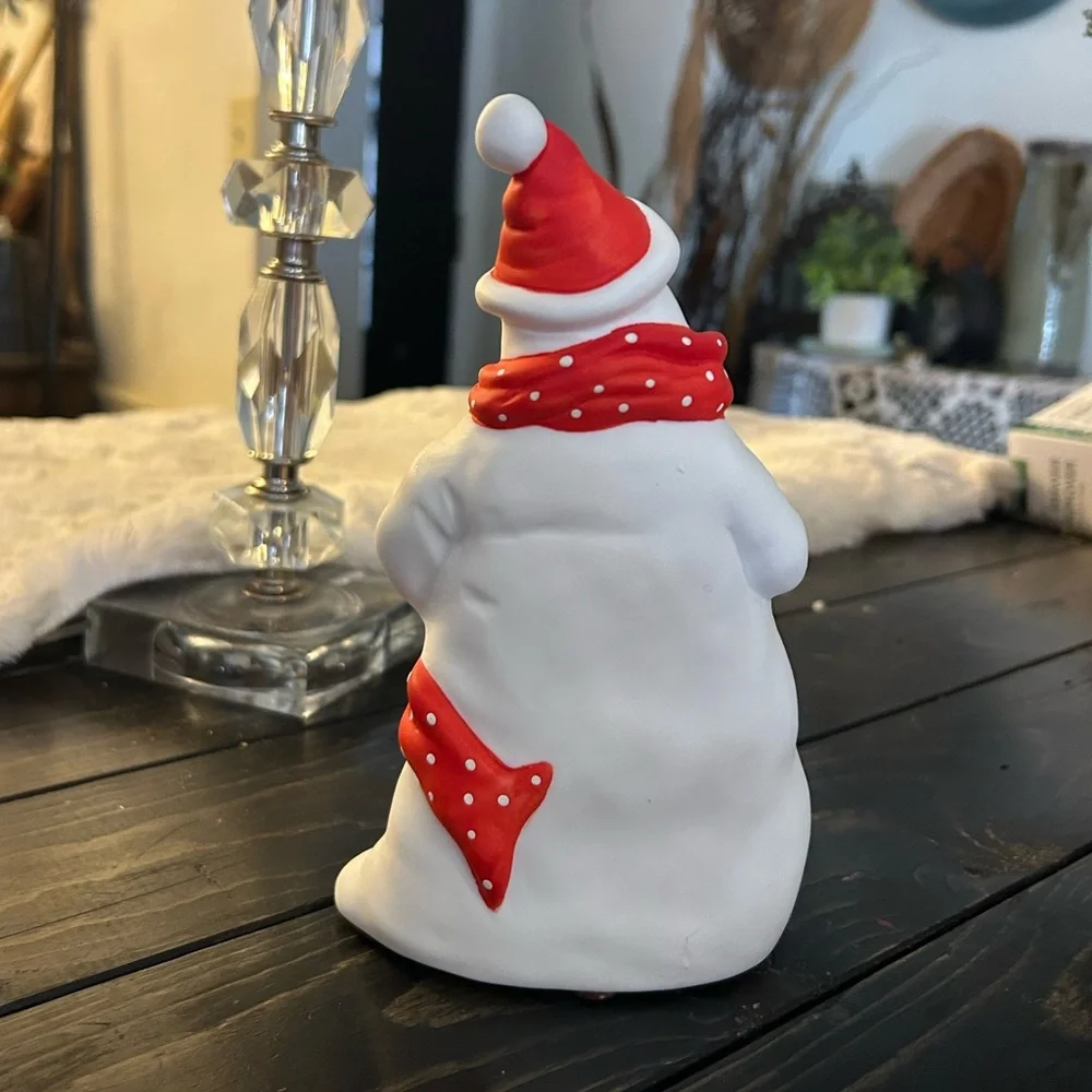 50%offw❤️ Department 56 SNOWMAN Polka Dot Scarf Top Hat Shelf Decor Flat 8